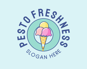 Cute Ice Cream Cone logo design