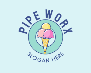 Cute Ice Cream Cone logo design