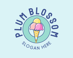 Cute Ice Cream Cone logo design