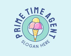 Cute Ice Cream Cone logo design