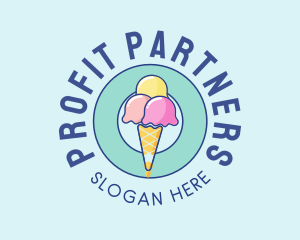 Cute Ice Cream Cone logo design