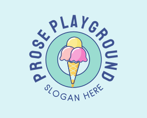 Cute Ice Cream Cone logo design