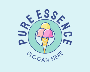 Cute Ice Cream Cone logo design