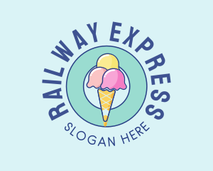 Cute Ice Cream Cone logo design