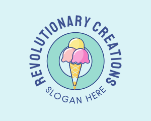 Cute Ice Cream Cone logo design