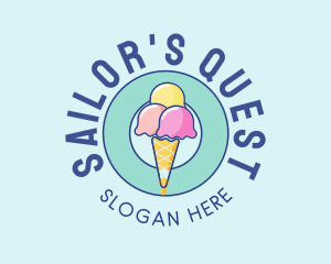 Cute Ice Cream Cone logo design