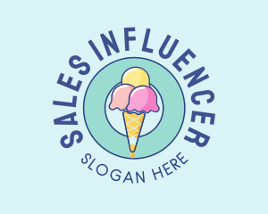 Cute Ice Cream Cone logo design