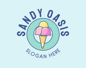 Cute Ice Cream Cone logo design