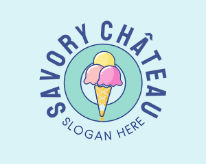 Cute Ice Cream Cone logo design