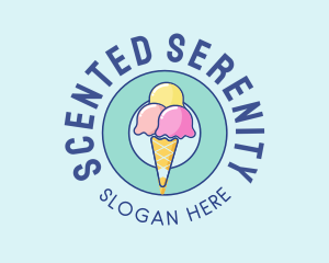 Cute Ice Cream Cone logo design