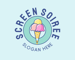 Cute Ice Cream Cone logo design