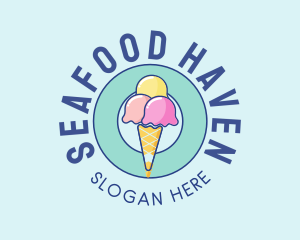 Cute Ice Cream Cone logo design