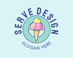 Cute Ice Cream Cone logo design