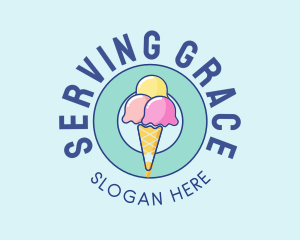 Cute Ice Cream Cone logo design