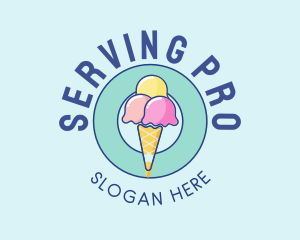 Cute Ice Cream Cone logo design