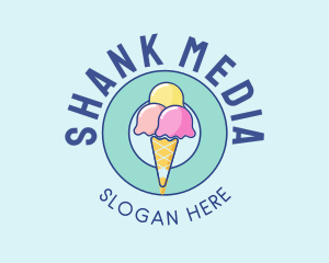 Cute Ice Cream Cone logo design