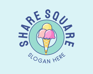 Cute Ice Cream Cone logo design