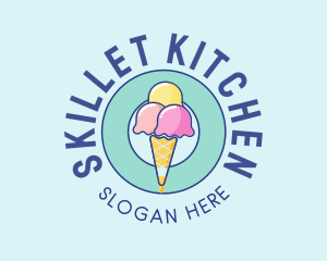 Cute Ice Cream Cone logo design