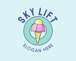 Cute Ice Cream Cone logo design