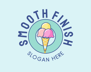 Cute Ice Cream Cone logo design