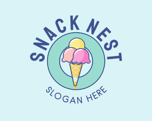 Cute Ice Cream Cone logo design