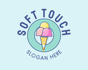 Cute Ice Cream Cone logo design