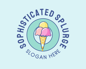 Cute Ice Cream Cone logo design