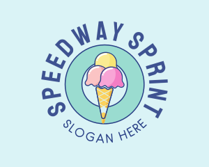 Cute Ice Cream Cone logo design