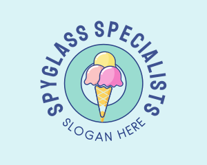 Cute Ice Cream Cone logo design