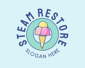 Cute Ice Cream Cone logo design