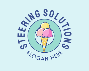 Cute Ice Cream Cone logo design