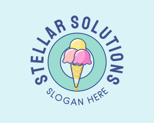 Cute Ice Cream Cone logo design