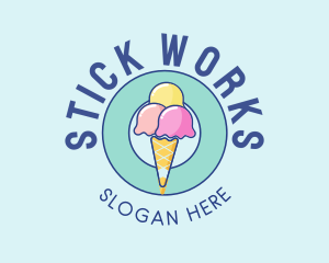 Cute Ice Cream Cone logo design