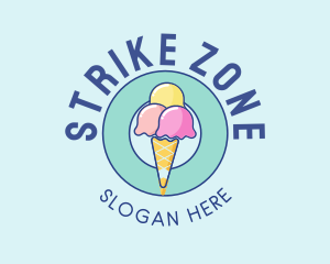 Cute Ice Cream Cone logo design