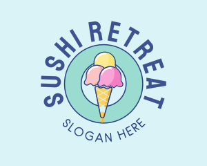 Cute Ice Cream Cone logo design