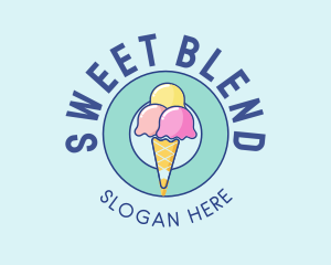 Cute Ice Cream Cone logo design