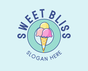 Cute Ice Cream Cone logo design