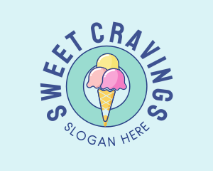 Cute Ice Cream Cone logo design