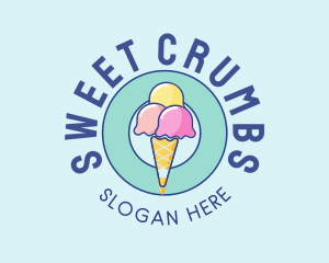 Cute Ice Cream Cone logo design