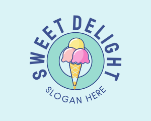 Cute Ice Cream Cone logo design