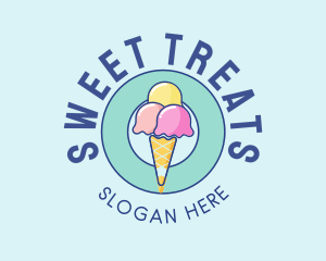 Cute Ice Cream Cone logo design