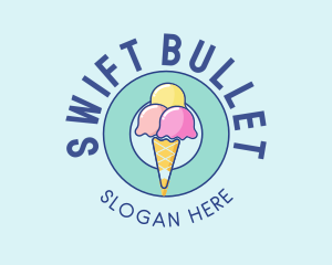 Cute Ice Cream Cone logo design