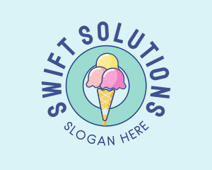 Cute Ice Cream Cone logo design