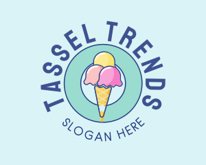 Cute Ice Cream Cone logo design