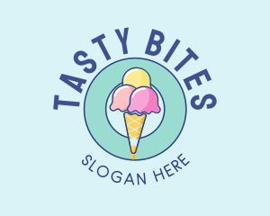 Cute Ice Cream Cone logo design