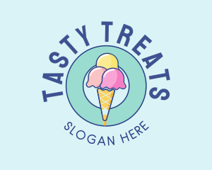 Cute Ice Cream Cone logo design