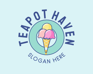 Cute Ice Cream Cone logo design