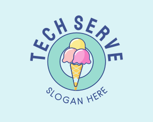 Cute Ice Cream Cone logo design