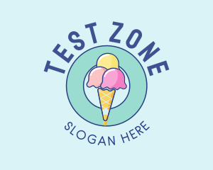 Cute Ice Cream Cone logo design