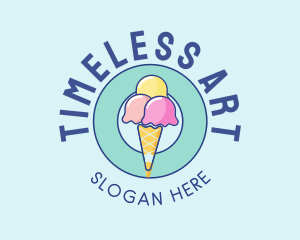 Cute Ice Cream Cone logo design